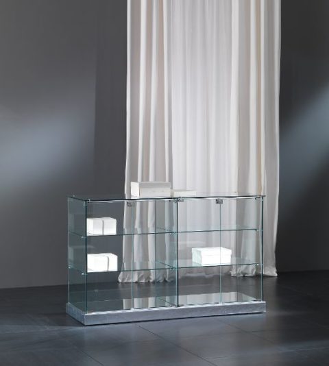 Designer Vitrine Vollglas / silber Black and white 140/B - Raumbauer.ch